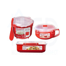 Sistema 2.6L Rice Steamer + 850ml Breakfast Bowl + 915ml Round Container - BPA-Free Microwave Set