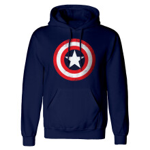 (S, Navy/Red/White) Captain America Unisex Adult Shield Hoodie