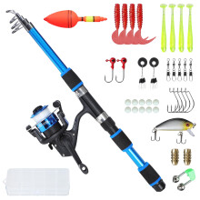 Axrye Kids Fishing Pole with Spinning Reels and Fishing Accessories, Light Weight Telescopic Fishing Rod 180cm with Full Kits Lure Case & Carry Bag f