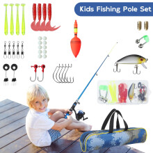 Axrye Kids Fishing Pole with Spinning Reels and Fishing Accessories, Light Weight Telescopic Fishing Rod 180cm with Full Kits Lure Case & Carry Bag f