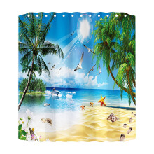 Duschvorhang „Ocean Beach“, 70 x 70 Zoll, wasserdicht, maschinenwaschbar
