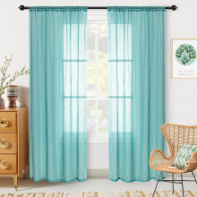 Voilage bleu sarcelle, 2 panneaux, 130 x 213 cm