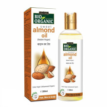 INDUS VALLEY Pure Natuurlijke & Biologische Roghen Badam Zoete Amandelolie voor Lichaam, Haar & Huid (Geen Minerale Olie & Sulfaat) - (200ml)