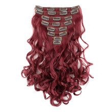 CAISHA XXL 14" Set di 8 Clip In Extensions Capelli Wavy Borgogna CES112-1