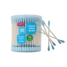 TOPMED PAPPER FÄRGAD COTTON BUDS I RUND LÅDA 200 ST LJUST BLÅ 100% Bomullsstickor