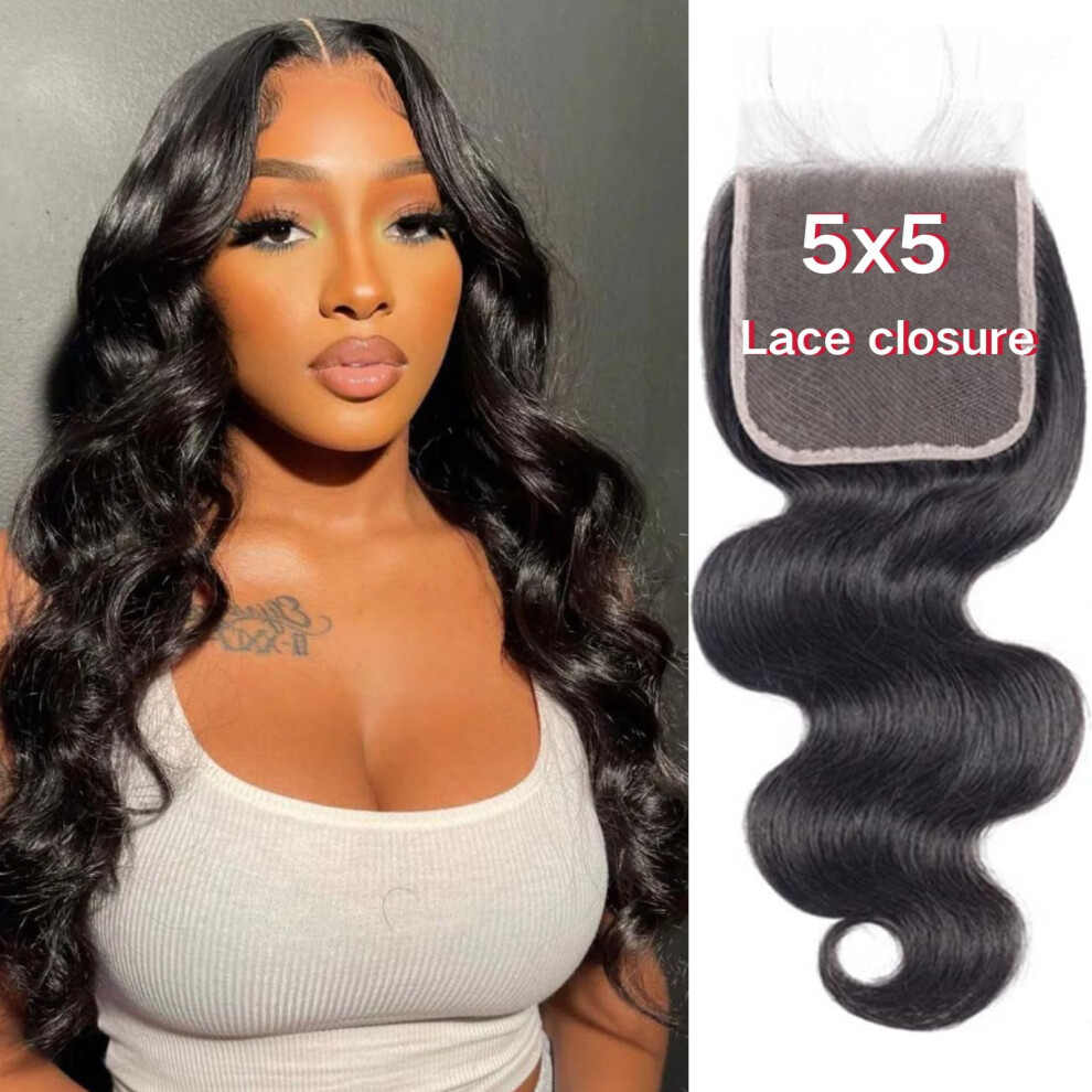 Little Fairy Unisex Black 5X5 Hd Lace Closure Human Hair Closure Body Wave Hair Closure For Women 5X5 Lace Frontal Closure 12A Virgin Remy Human Hair Hd Closure Pre Pluck