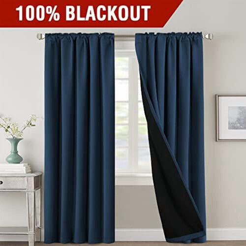 Blackout Curtains Navy 52x84 in Pair 1
