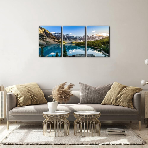 3-Piece Moraine Lake Canvas Wall Art Set 2