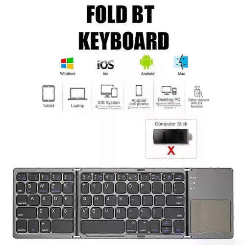 (A2, Black) B033 Mini Folding Keyboard Wireless Bluetooth-compatible Laptop Tablet Phone Keyboard With Touchpad For Windows Android IOS 2
