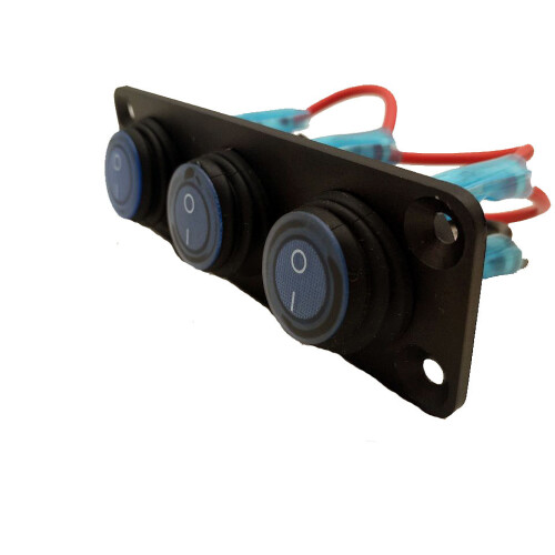 3 Gang Switch Combination Panel Blue LED Light for Car Marine Boat Waterproof 1