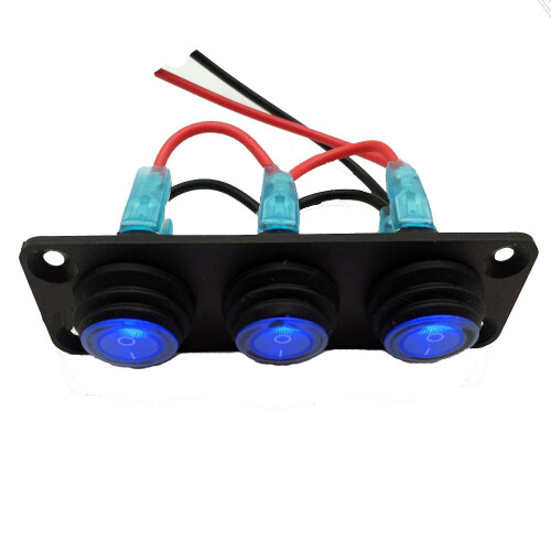 3 Gang Switch Combination Panel Blue LED Light for Car Marine Boat Waterproof 2