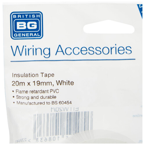 British General BG Electrical Insulation Tape, 20 Metres, White 1