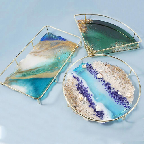 Crystal Epoxy Resin Tray Mold Fruit Plate Cup Mat Casting Silicone Mould DIY Crafts Coaster Making Tool Multicolor 1