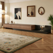 Extendable Walnut Tv Stand, 200-350cm, Dark Grey Base & 3 Drawers