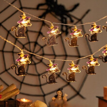Luzes de Halloween em cordão, 3 metros, 20 LEDs piscantes, aranha e morcego. 3 metros de comprimento, 20 LEDs.
