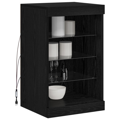 VidaXL vidaXL LED Sideboard Black Oak 41 x 37 x 67 cm Engineered Wood 2
