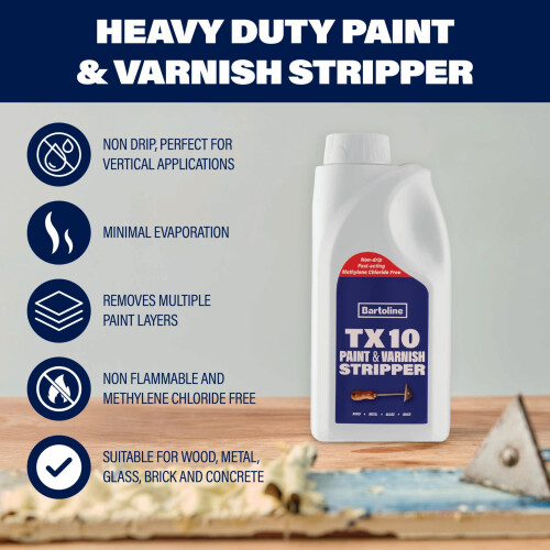 Bartoline TX10 Paint and Varnish Stripper 1L – Extra Strong NonCaustic