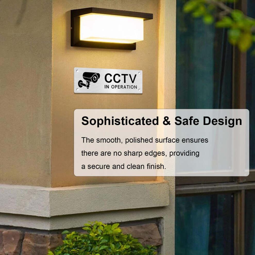 2 Pcs Cctv Sign,15X5cm Aluminium Cctv In Operation Sign Sticker,Aluminum With Self-Adhesive And Pre-Drilled Holes For House And Business Indoor Or Ou 5007819057657