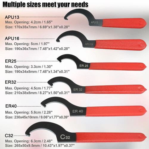 Crozgan 6pcs Coil Over Wrench Shock Spanner Adjustable C Shape Wrenches Tool Coilover Wrench, Hook Wrenches Tools Set for Automotive Engine Cables 1