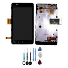 LCD-scherm &amp; aanraakglas - NOKIA - Lumia 900 - Zwart - Geassembleerd op chassis - Vervangonderdeel