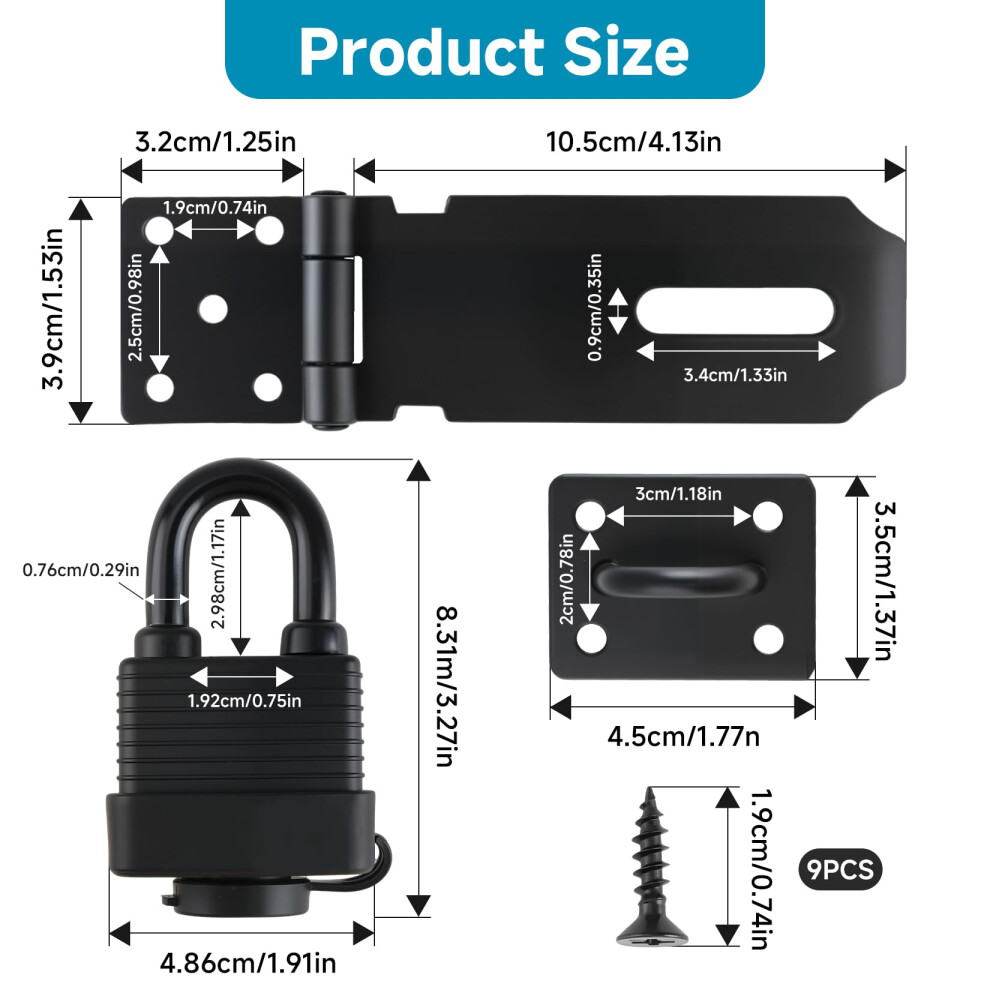 Heavy Duty Gate Bolt Lock With Padlock 4 Inch Shed Lock Hasp And Stapl 5009553192557