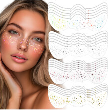 Audasi Glitter Face Freckles Tattoo, 20 Pcs Temporary Face Tattoo Gold Sparkle Faux Freckles Makeup Patches Waterproof Glitter Stickers Long Lasting
