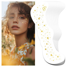 Leesgel Glitter Freckles Face Tattoo, 16 PCS Gold Faux Fake Sparkle Freckles Star Face Stickers Festival Accessories