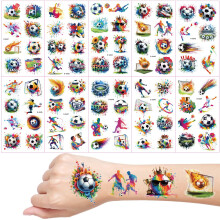 Football Temporary Tattoos, 10 Sheets Watercolour Football for Girls Boys Body Arm Shoulder, Kids Tattoos Party Bag, Birthday Party Small Gift