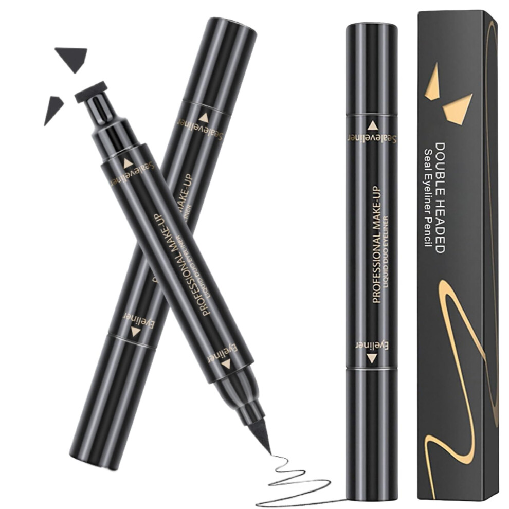 Lalulutek Black Long-Lasting Winged Eyeliner Stamp & Pen - Smudge-Proof Liquid Liner For Women
