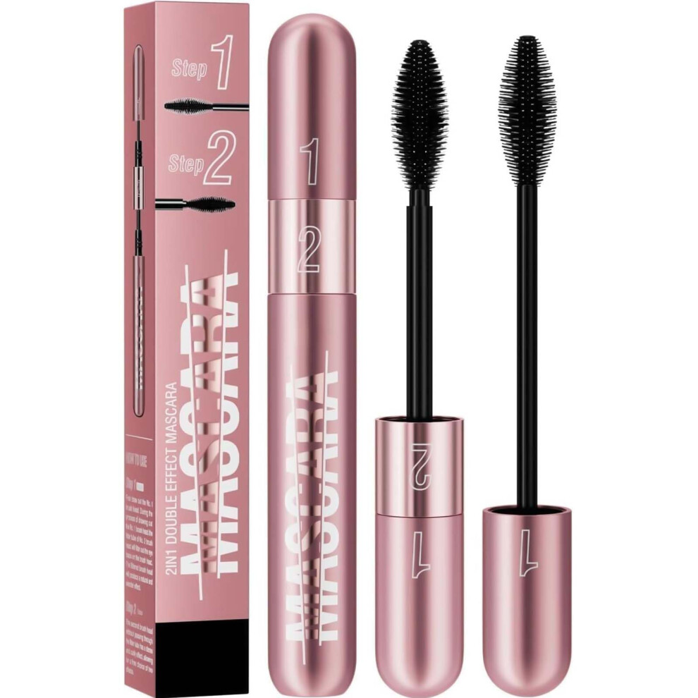 Yongst 2-In-1 Volumizing & Lengthening Mascara - 5X Longer, Waterproof, Smudge-Proof