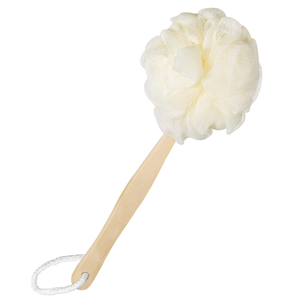 Healifty Body Scrubber For Shower With Wooden Long Handle Loofah, Body Shower Brush Back Scrubber, Loofah Sponge For Use In Shower And Bath