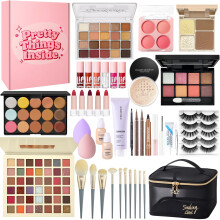 Muiefe All-in-One Makeup Full Kit for Teen Girls & Women | Complete Makeup Gift Set with Foundation, Primer, Eyeshadow Contour Palette, Lip Gloss