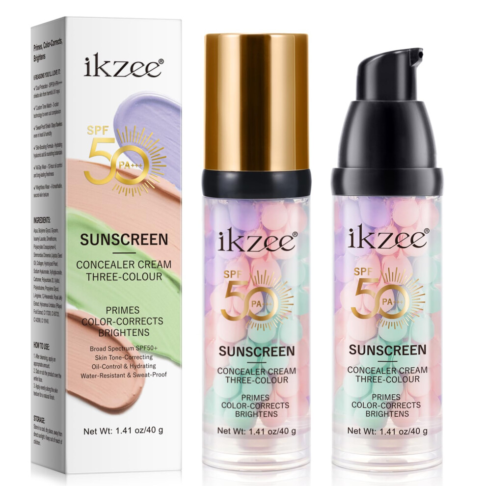 Zyranovae 3 In 1 Primer For Face Before Makeup,Spf 50 Sunscreen Isolation Cream, One Step Color Correcting Primer,Hydrating,Oil Control Facial Serum &