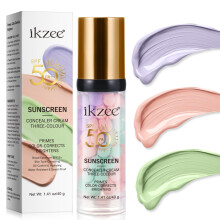 3 In 1 Primer for Face Before Makeup,SPF 50 Sunscreen Isolation Cream, One Step Color Correcting Primer,Hydrating,Oil Control Facial Serum &