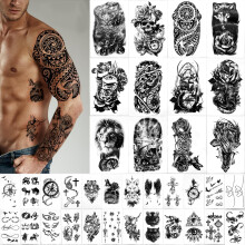 Yazhiji 36 Sheets Temporary Tattoos Stickers, 12 Sheets Fake Body Arm Chest Shoulder Tattoos for Men or Women with 24 Sheets Tiny Black Temporary