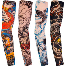 Qpout Tattoos Sleeves Cover For Men Women, Cool Tattoos Arm Sleeves Outdoor Cycling Basketball Summer Sunscreen Nylon Stretch Tattoos Sleeves Tribal
