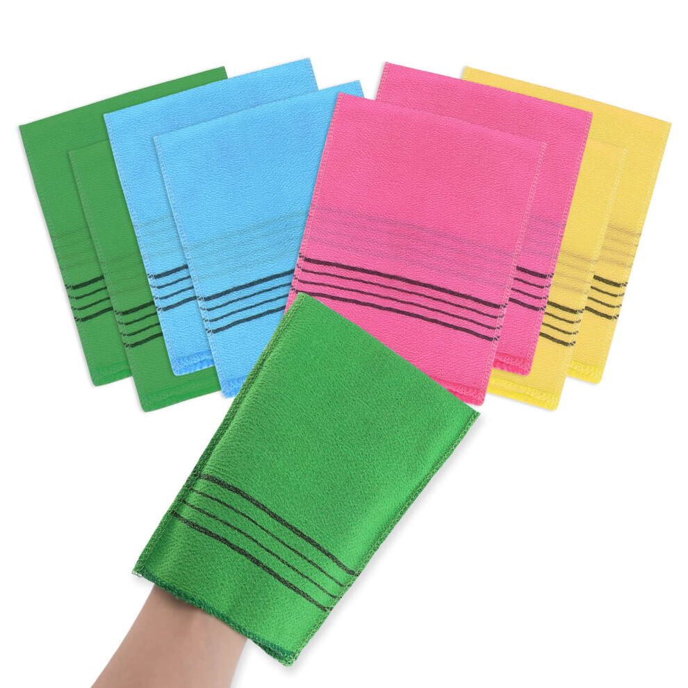 Molain 8Pcs Asian Exfoliating Washcloth Korean Exfoliating Mitt Glove Italy Towel Scrubbing Cloth For Removing Dead Skin Callus Cleaning Pores