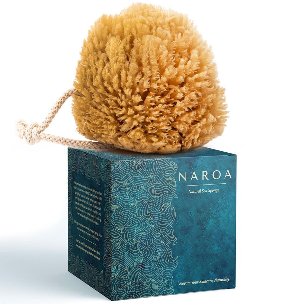 Naroa Natural Exfoliating Loofah Sea Sponges For Bath & Shower | Scrunchie Body Puff Scrubber | Sustainable Eco Gift For Adults (Medium)