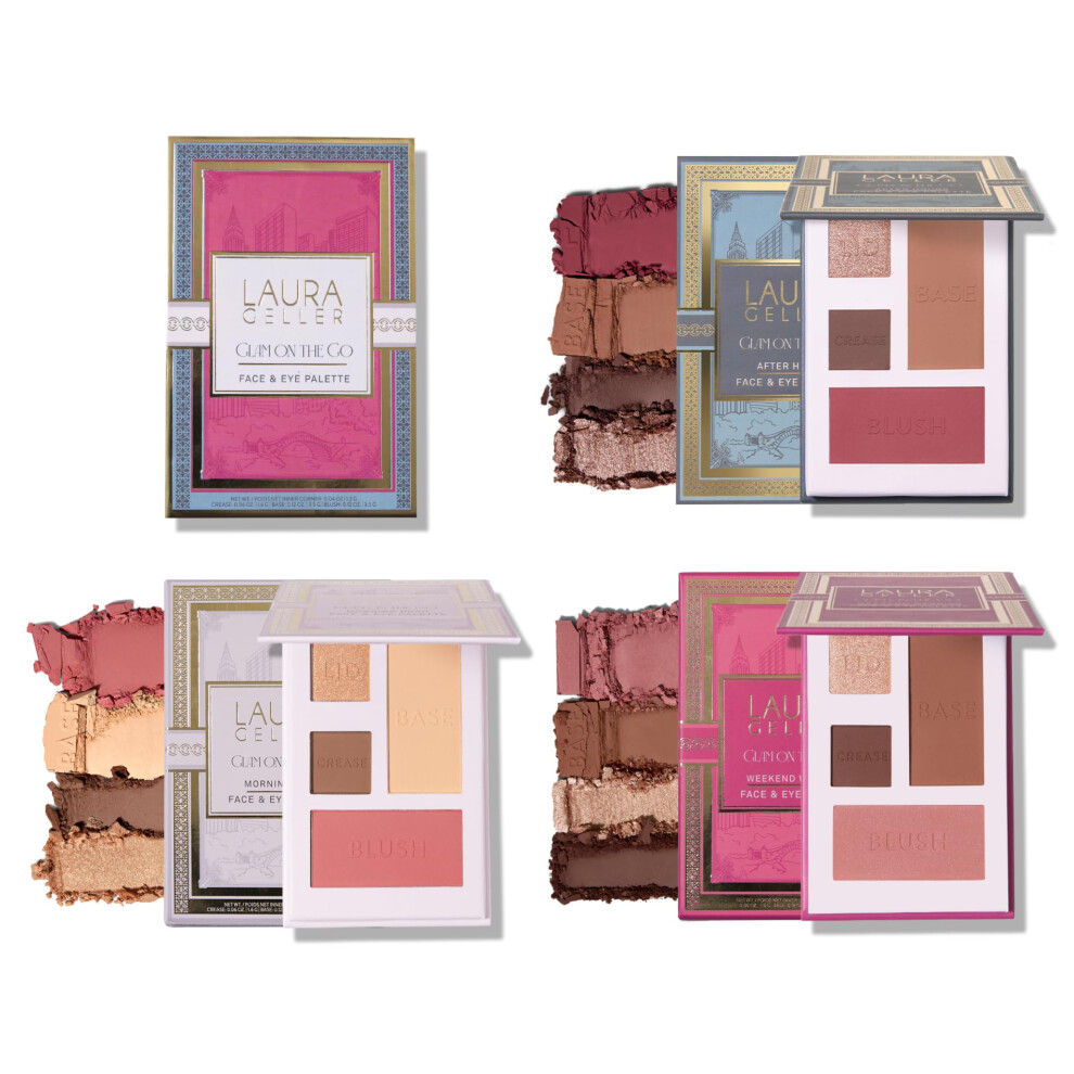 Laura Geller Beauty Glam On The Go Eyeshadow & Blush Palettes - Each Set Includes Three Palettes - Ready For Gifting