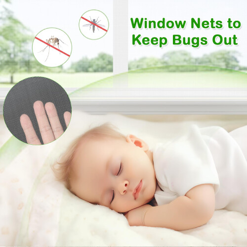 Fly Screens for Windows White Magnetic Window Fly Screen Insect Mesh M 2