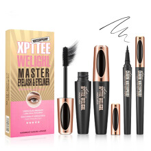 Black Mascara and Eyeliner Set - Contained Black Mascara & Liquid Eyeliner Pen- Waterproof Non-Smudged, Long Lasting Suitable for Daily Use