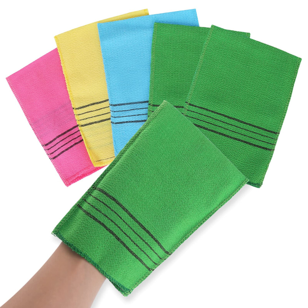 Molain 5Pcs Asian Exfoliating Washcloth Italy Towel Korean Exfoliating Mitt Dual-Sided Exfoliating Glove For Removing Dead Skin Callus Scrubbing