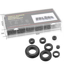 300 Pcs Rubber Grommets Assortment Kit, Electrical Conductor Wiring Blanking Gasket Ring Grommets, Black Electrical Cable Holes Grommets