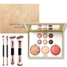 All-in-One Baked Starter Makeup Palette Kit, Cosmetic Make Up Starter Kit with Bronzer,Blush,Highlighter & 6 Eyeshadows and Brushes,Full Size Makeup