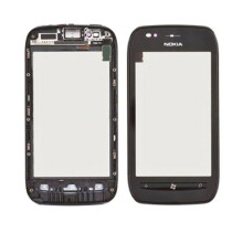 Touchscreen - NOKIA - Lumia 710 - Zwart - Geassembleerd op chassis - Vervangingsonderdeel