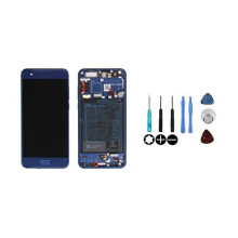 LCD-Bildschirm + Touchscreen - HONOR - Honor 9 (STF-AL00/STF-AL10/STF-L09) - Blau - Auf Rahmen montiert - Mit Batterie