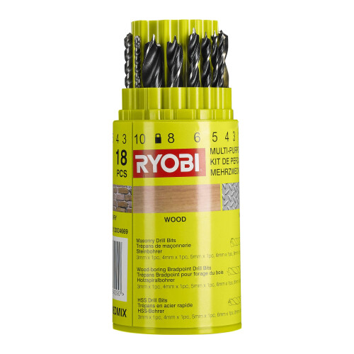 Ryobi Ryobi RAK18DMIX Mixed Drill Bit Set (18 piece) 1