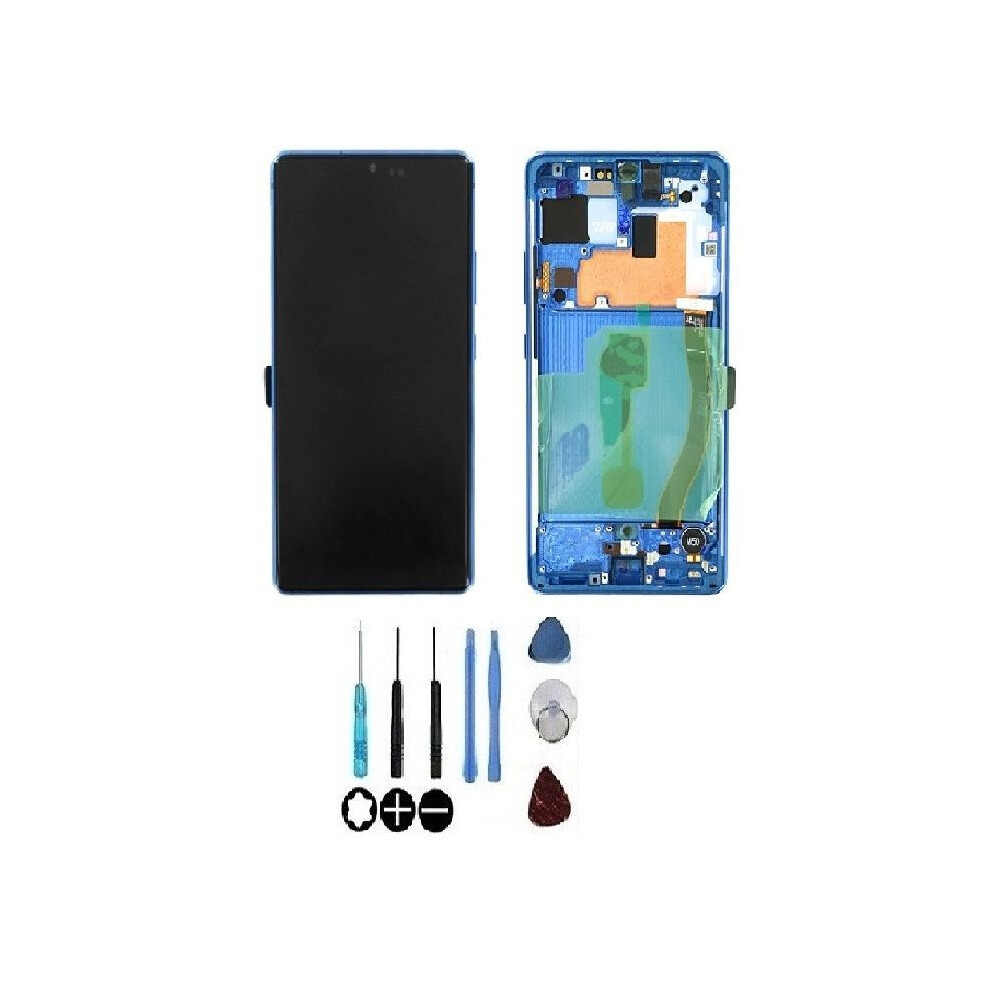 Lcd-Bildschirm Und Touchscreen - Galaxy S10 Lite G770f - Blau - Auf Rahmen Montiert - Original Samsung 3000000036587