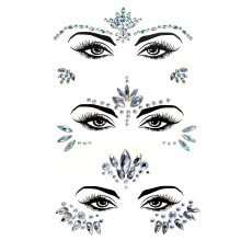LuoshaPUCY Face Gems - 3 Pcs Festival Face Stickers Set, Crystal Rhinestone Eyes Body Temporary Tattoo for Women & Girls Party