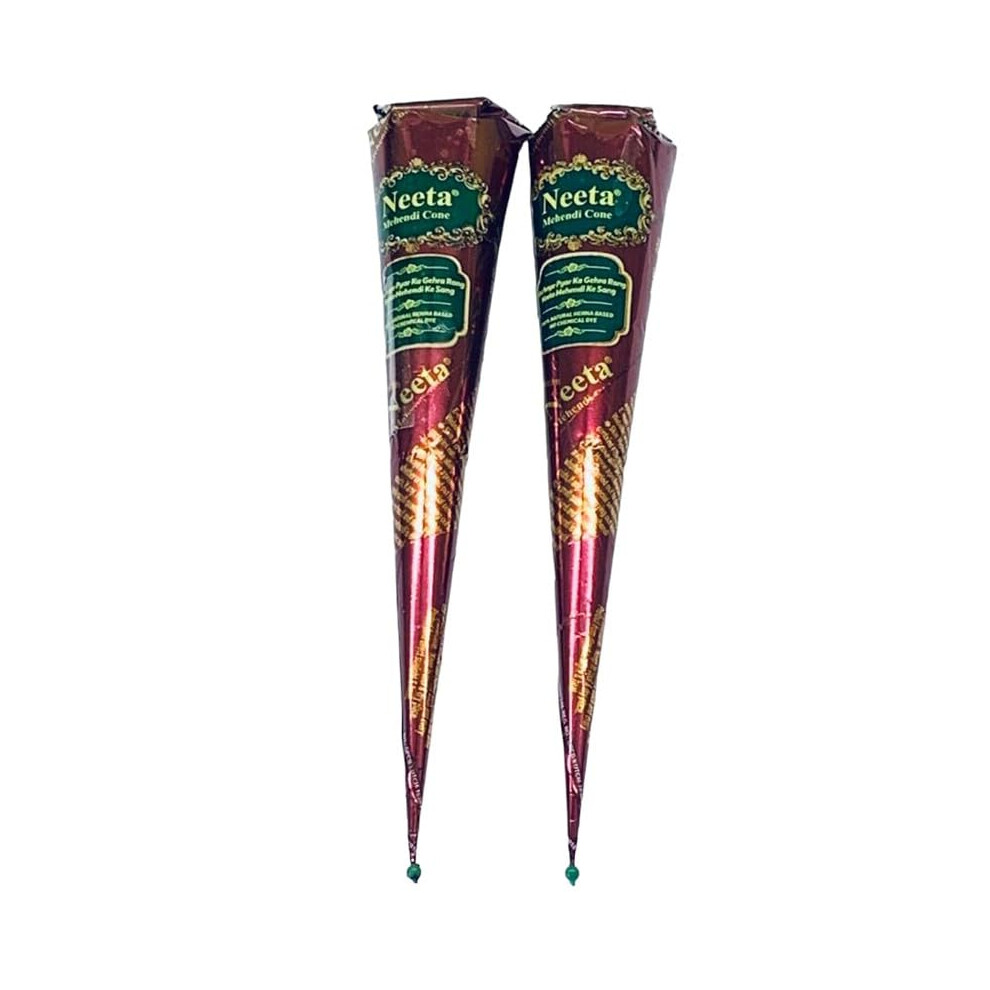 Aarnav 2 X Neeta Mehndi Cones Neeta Henna Cones Netta Mahendi For Temporary Body Art Tattoo All Natural Herbal Pure Henna Paste Cones (Neeta Henna Cones X 2)